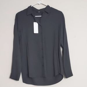 Uniqlo 100% Raylon Women Long Sleeve blouse, dark gray